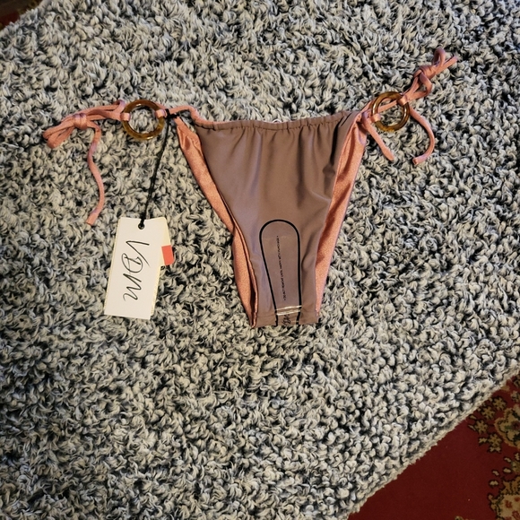 VDM The Label Ziggy Reversible Bikini Bottoms - Metallic/Matte Pink Rose - M - Picture 13 of 16